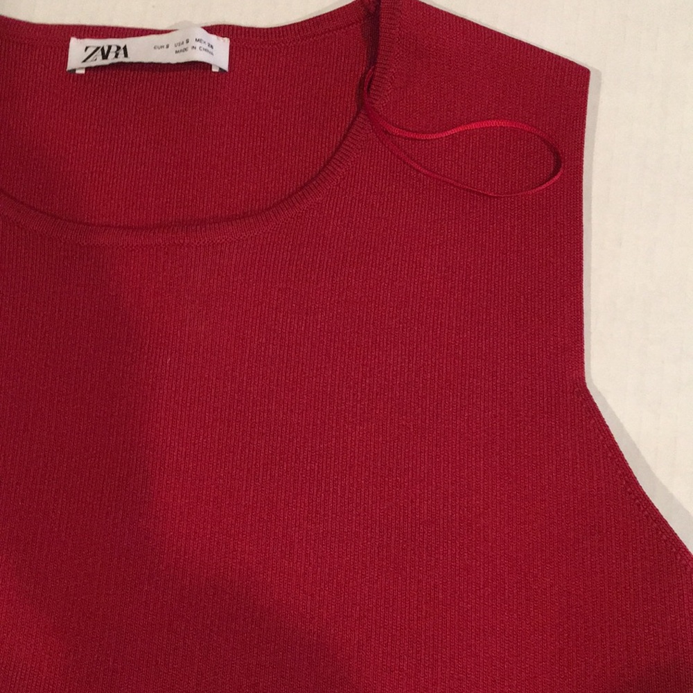 Zara Red Sleeveless Sweater | Size S - Picture 3 of 6